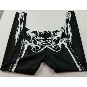 Halloween Black White Leg Bones Leggings Size M Medium